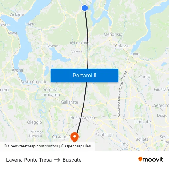 Lavena Ponte Tresa to Buscate map