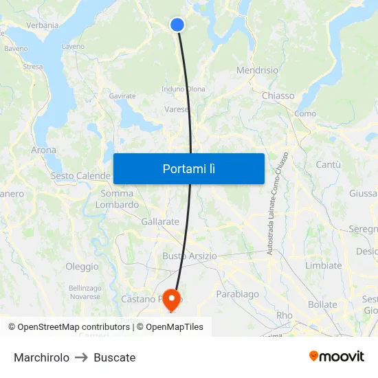 Marchirolo to Buscate map