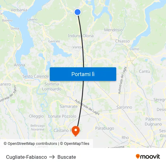 Cugliate-Fabiasco to Buscate map
