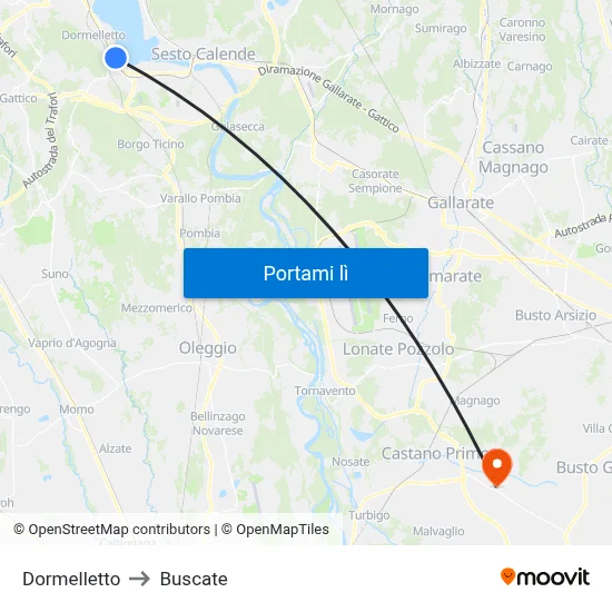 Dormelletto to Buscate map