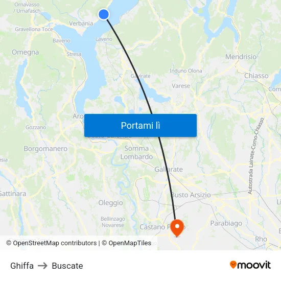 Ghiffa to Buscate map