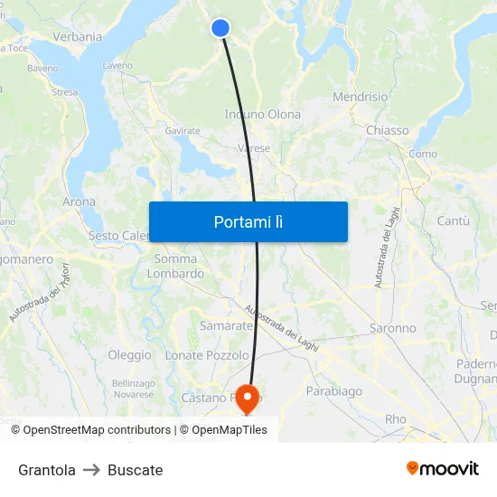 Grantola to Buscate map
