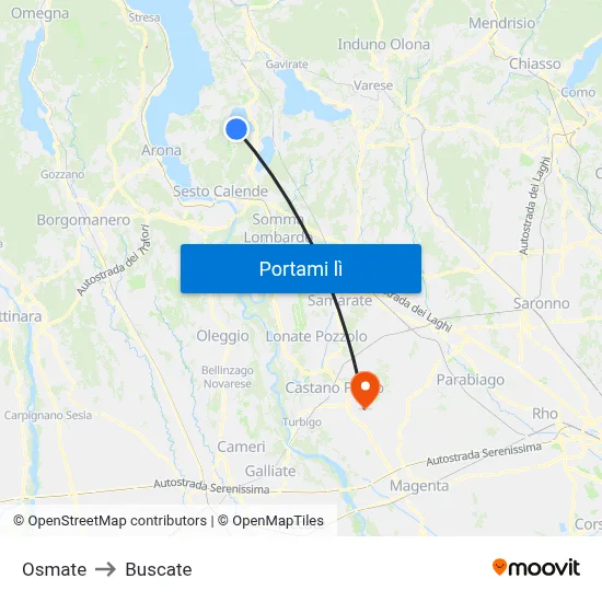 Osmate to Buscate map