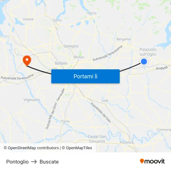 Pontoglio to Buscate map