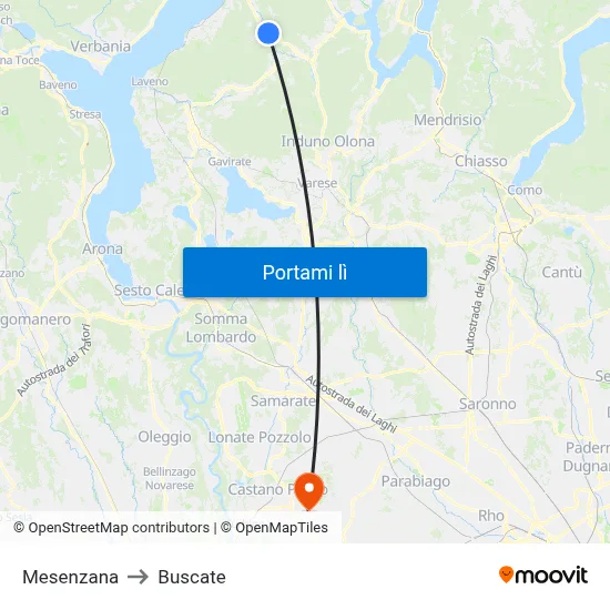 Mesenzana to Buscate map