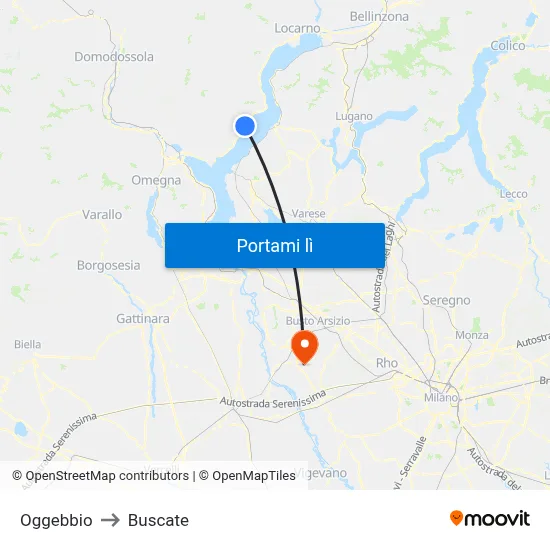 Oggebbio to Buscate map