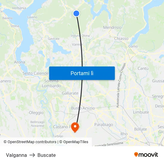 Valganna to Buscate map