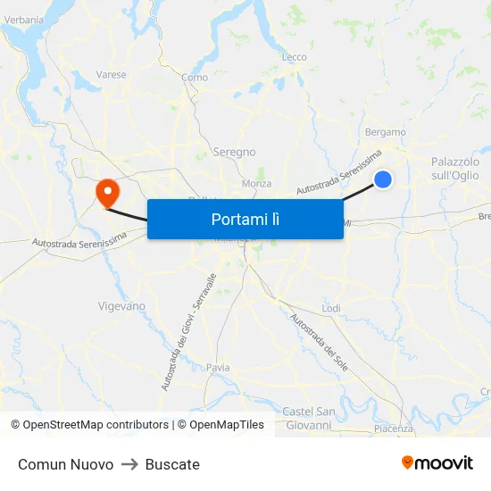 Comun Nuovo to Buscate map