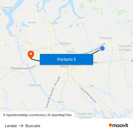 Levate to Buscate map