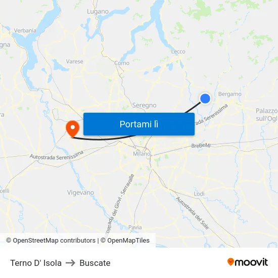 Terno D' Isola to Buscate map