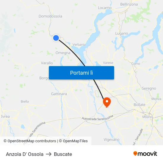 Anzola D' Ossola to Buscate map