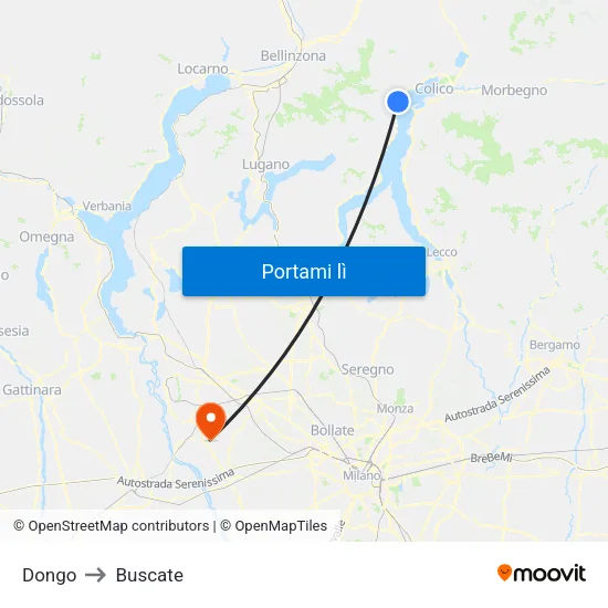 Dongo to Buscate map