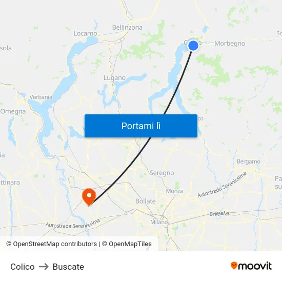 Colico to Buscate map