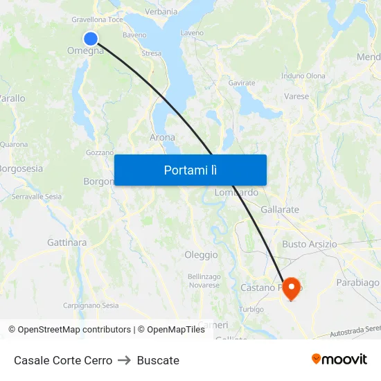 Casale Corte Cerro to Buscate map