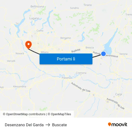Desenzano Del Garda to Buscate map