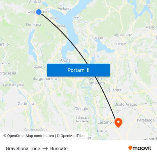 Gravellona Toce to Buscate map