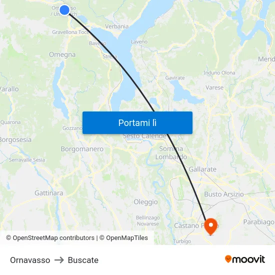 Ornavasso to Buscate map