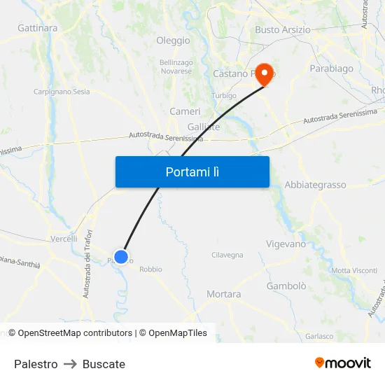 Palestro to Buscate map