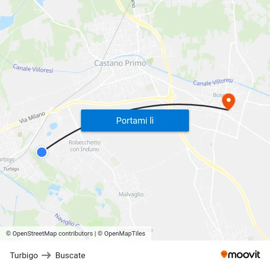 Turbigo to Buscate map