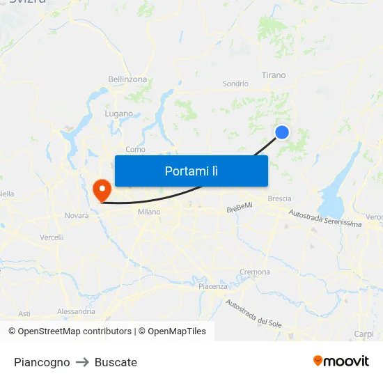 Piancogno to Buscate map
