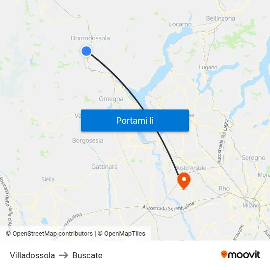 Villadossola to Buscate map