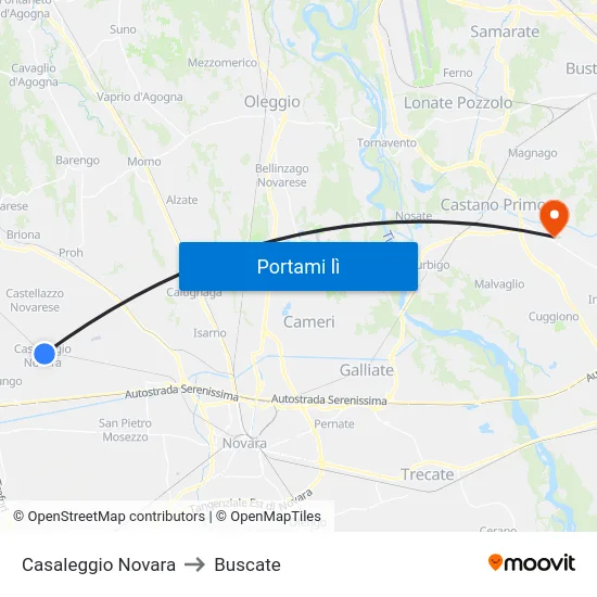 Casaleggio Novara to Buscate map