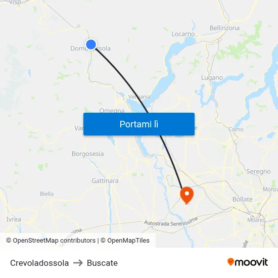 Crevoladossola to Buscate map