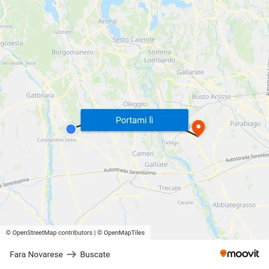 Fara Novarese to Buscate map