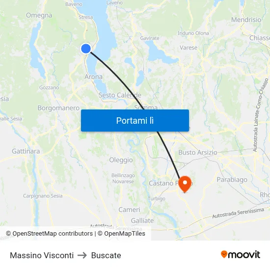 Massino Visconti to Buscate map