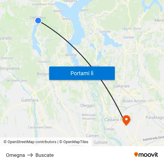 Omegna to Buscate map