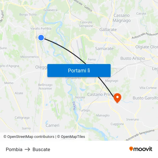 Pombia to Buscate map
