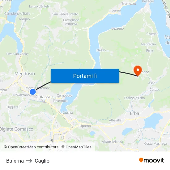 Balerna to Caglio map