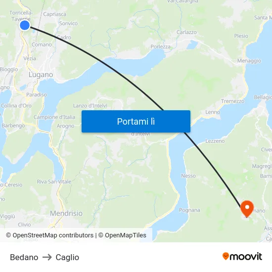 Bedano to Caglio map