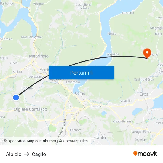 Albiolo to Caglio map