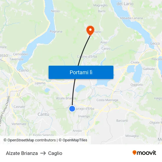 Alzate Brianza to Caglio map