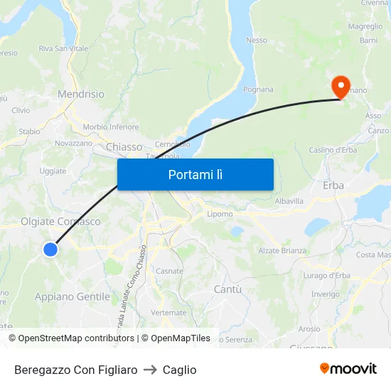 Beregazzo Con Figliaro to Caglio map