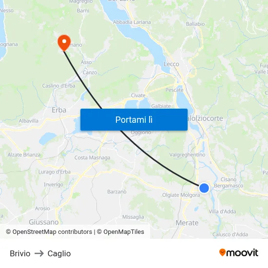 Brivio to Caglio map