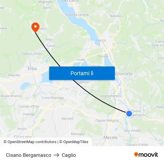 Cisano Bergamasco to Caglio map