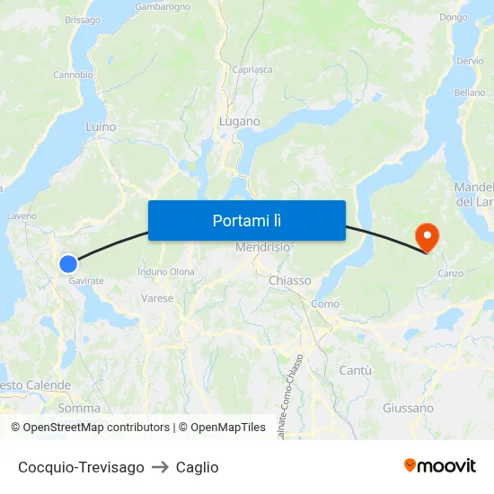 Cocquio-Trevisago to Caglio map