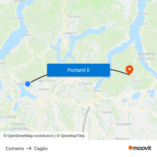 Comerio to Caglio map