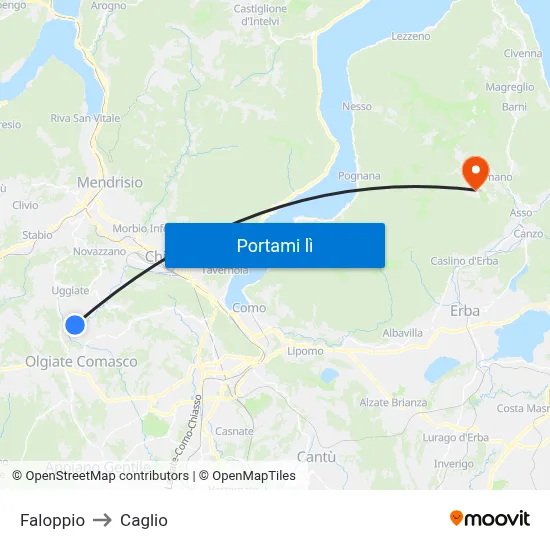 Faloppio to Caglio map
