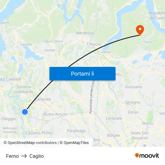 Ferno to Caglio map