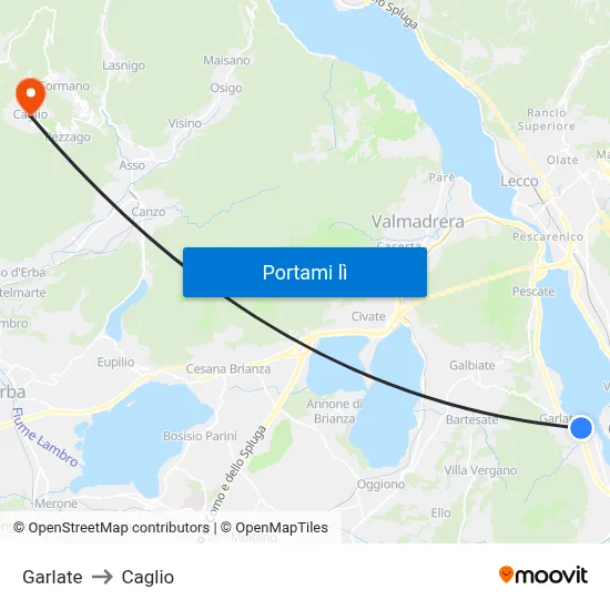 Garlate to Caglio map