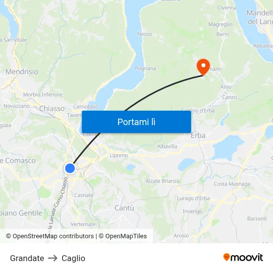 Grandate to Caglio map