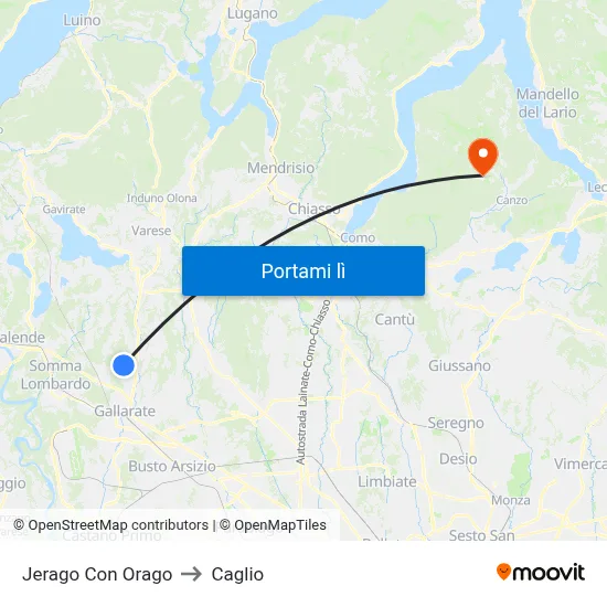 Jerago Con Orago to Caglio map