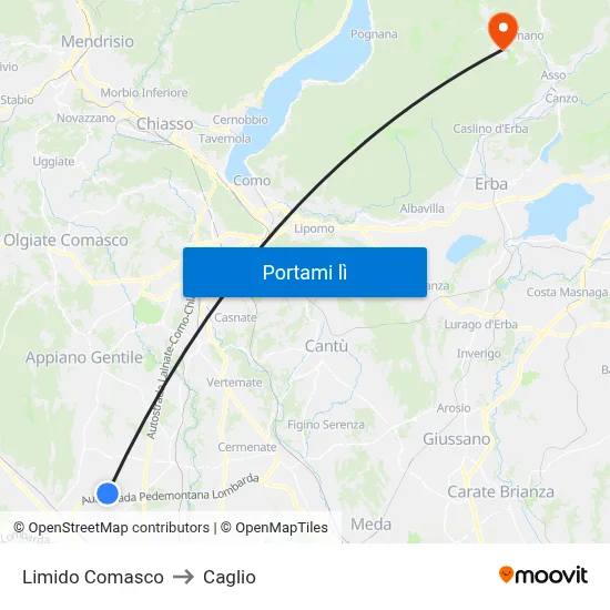 Limido Comasco to Caglio map