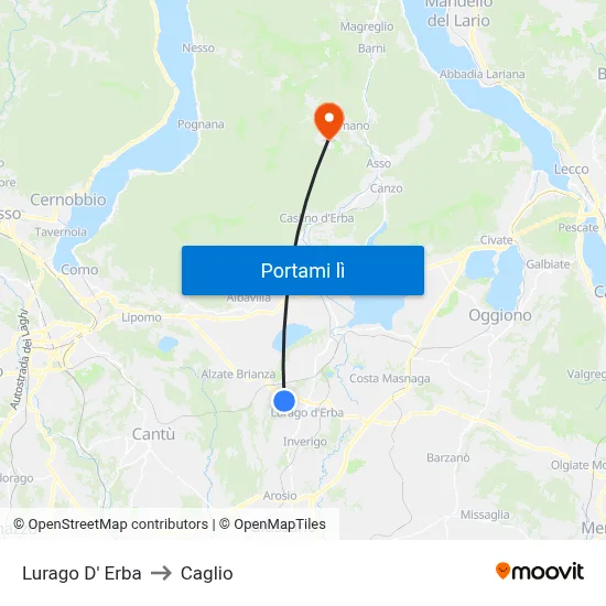 Lurago D' Erba to Caglio map
