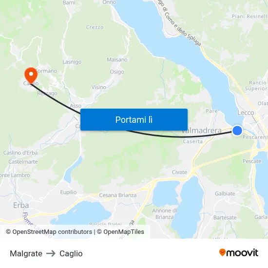 Malgrate to Caglio map