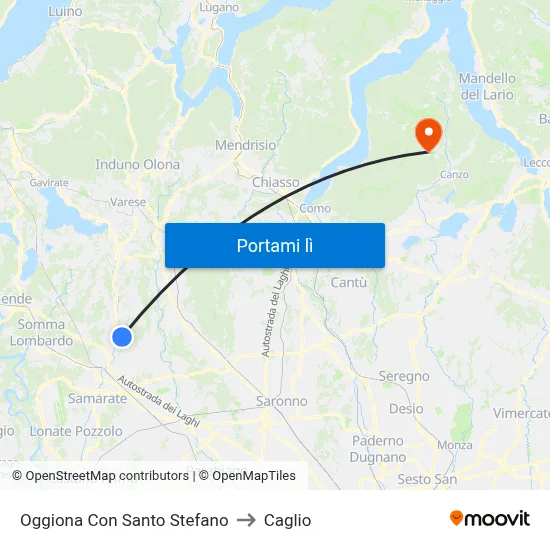 Oggiona Con Santo Stefano to Caglio map