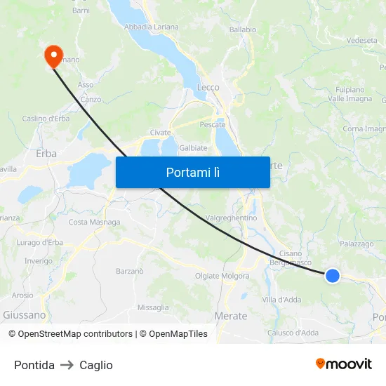 Pontida to Caglio map